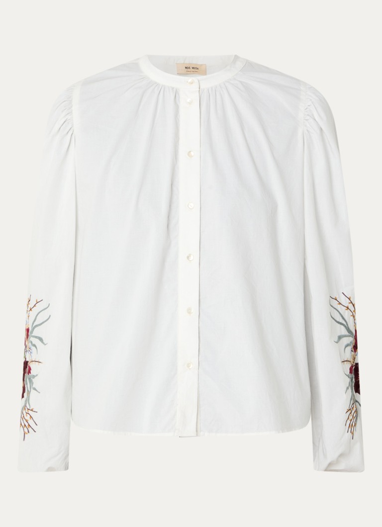 Mos Mosh Dames MMMysa blouse met borduring in de kleur Gebroken wit