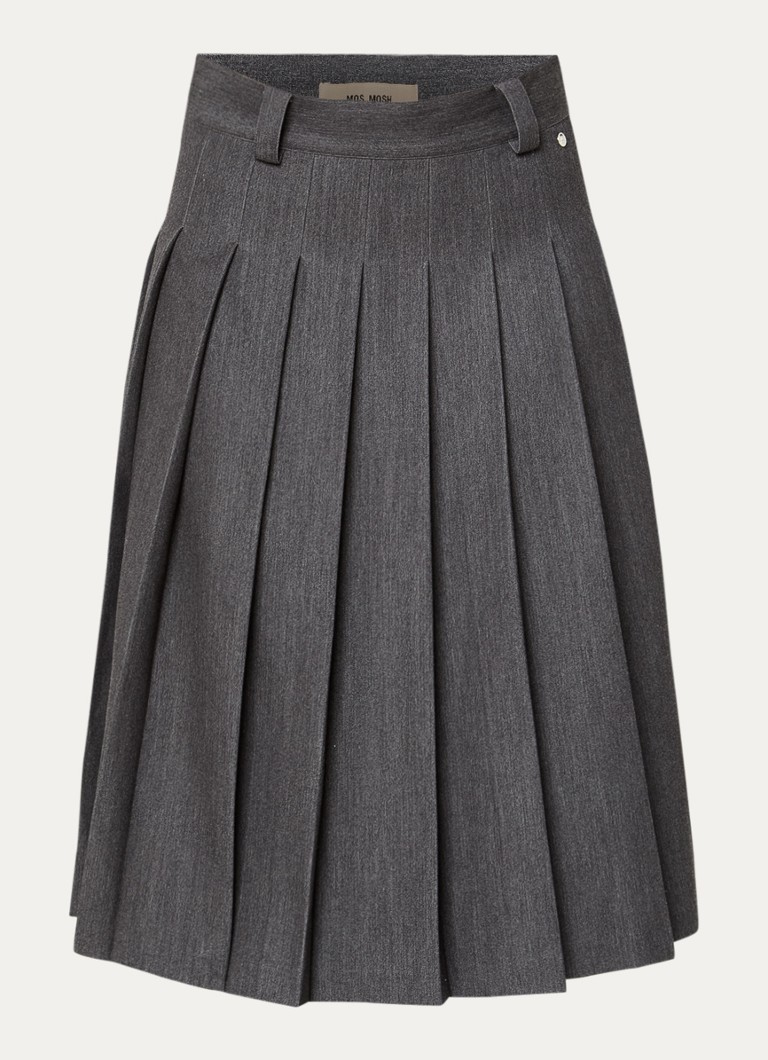 Mos Mosh Dames MMKait midi rok met plooidetail in de kleur Donkergrijs