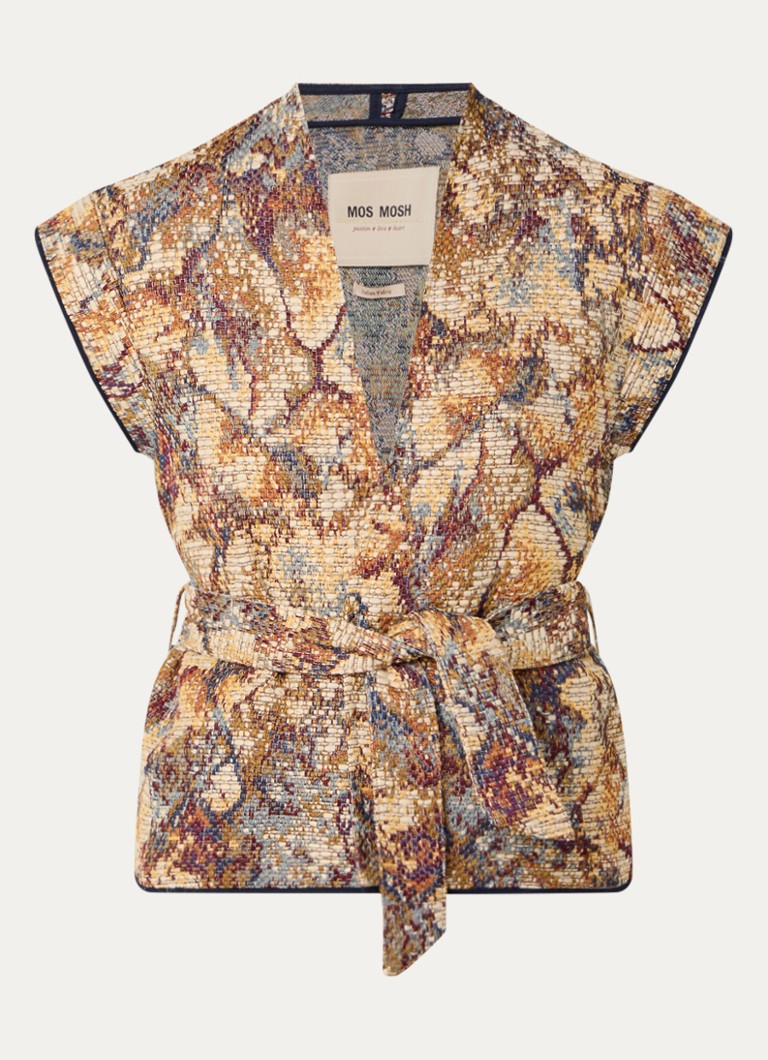 Mos Mosh Dames MMOz gilet met strikceintuur in de kleur Beige