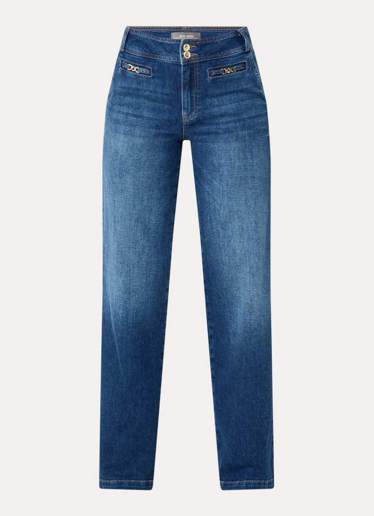 Mos Mosh Dames MMCandia Peach high waist straight leg jeans met medium wassing in de kleur Indigo
