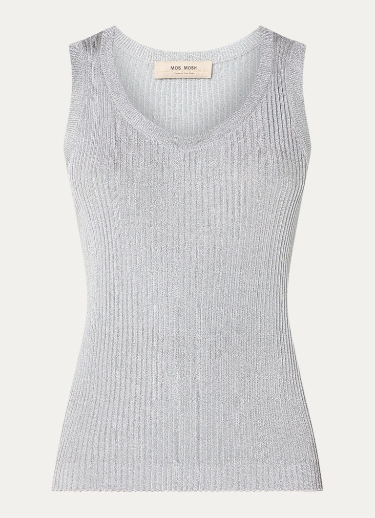 Mos Mosh Dames MMRelena tanktop met lurex in de kleur Zilver