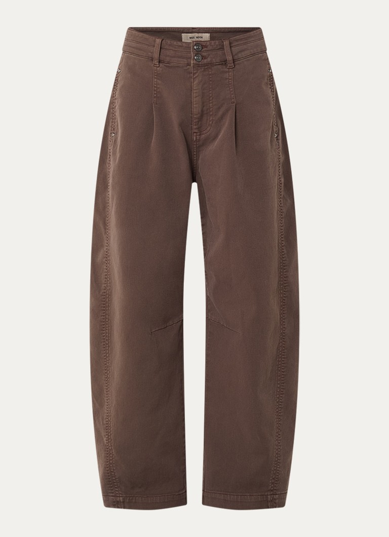 Mos Mosh Dames MM Jahnice Hui mid waist loose fit pantalon in de kleur Bruin