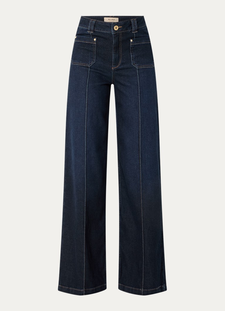 Mos Mosh Dames Colette high waist flared jeans met donkere wassing in de kleur Indigo