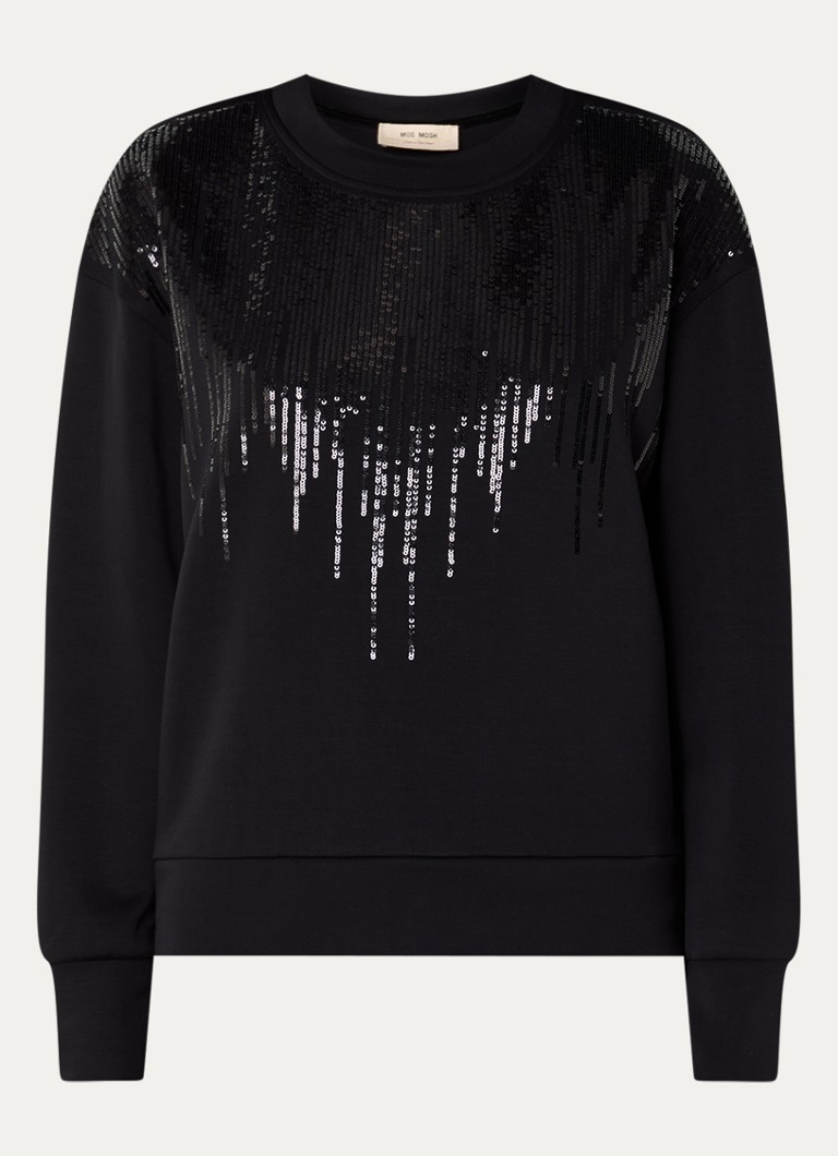 Mos Mosh Dames MMNeve sweater met pailletten in de kleur Zwart