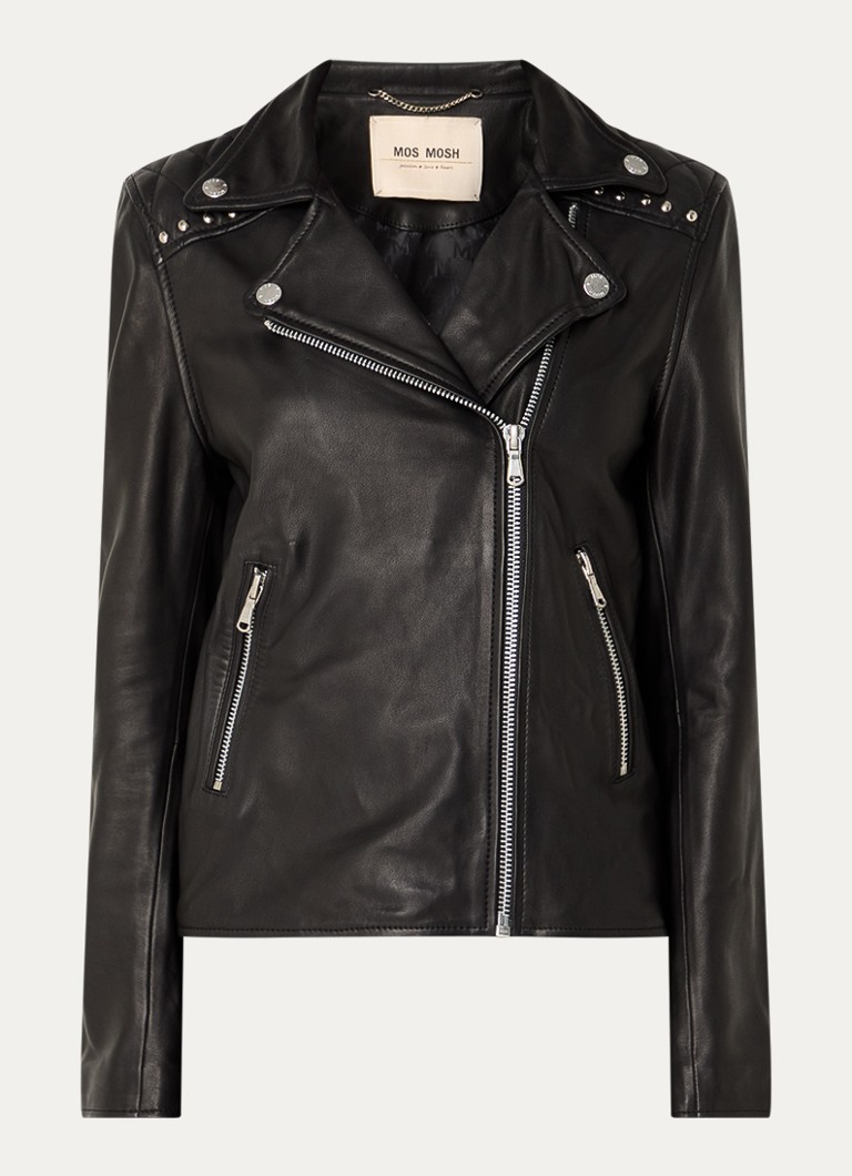 Mos Mosh Dames MMGoha bikerjack van schapenleer in de kleur Zwart