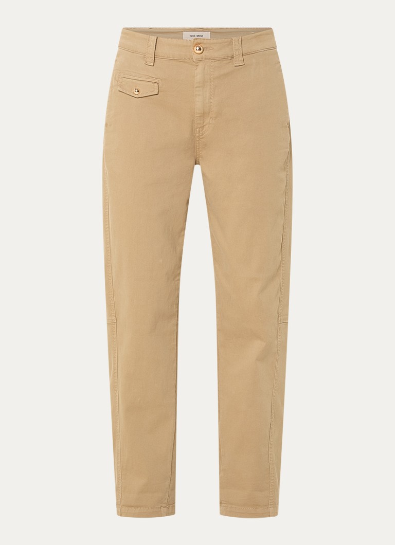 Mos Mosh Heren MMAYmen Len high waist tapered fit chino met steekzakken in de kleur Beige
