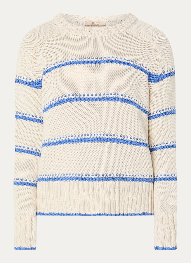 Mos Mosh Dames MMRola grofgebreide trui met streepprint in de kleur Beige