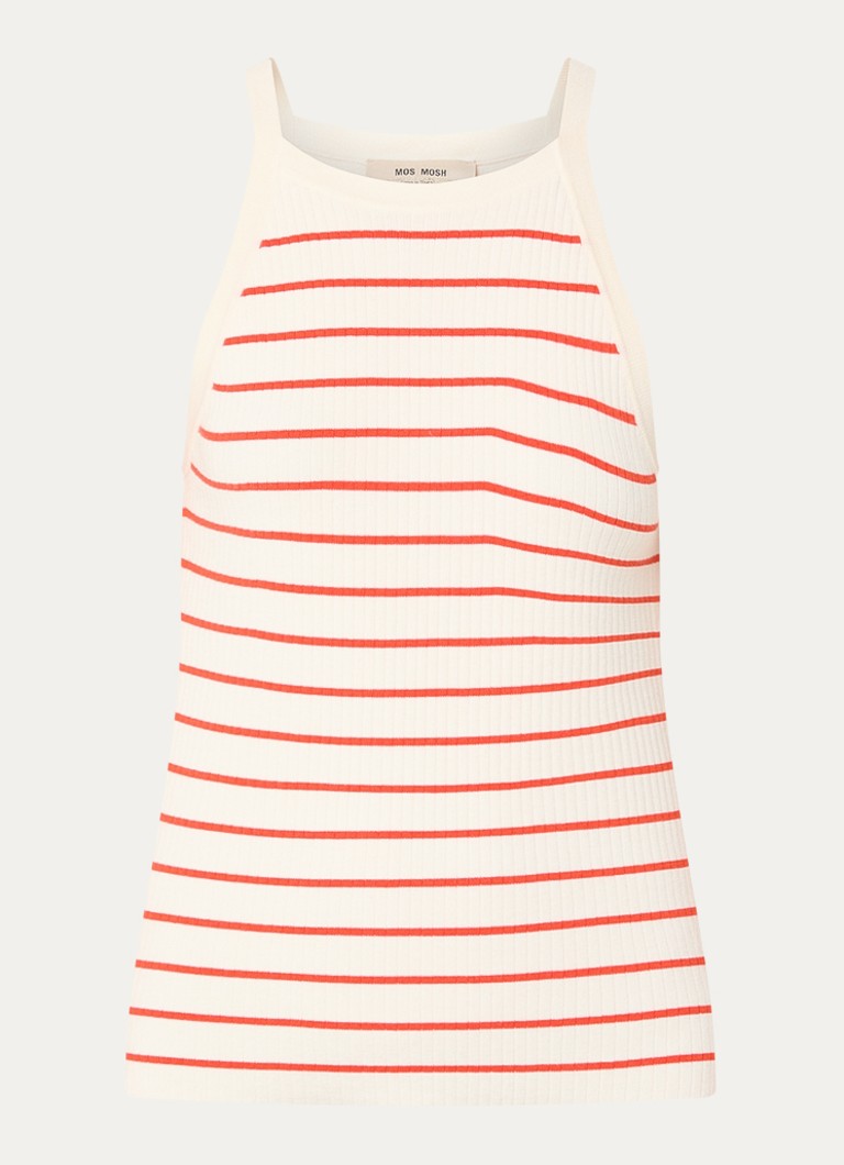 Mos Mosh Dames MMImanja Caliz mouwloze top in zijdeblend met streepprint in de kleur Rood