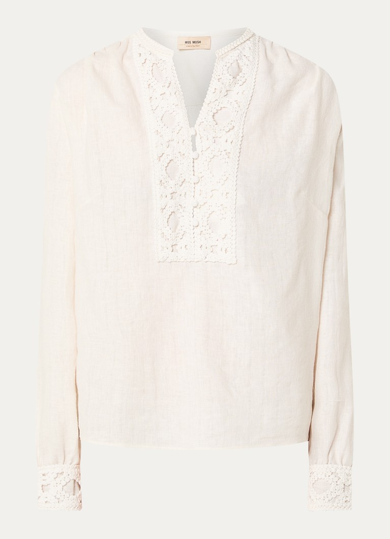 Mos Mosh Dames MMEvanda tuniek in linnenblend in de kleur Gebroken wit