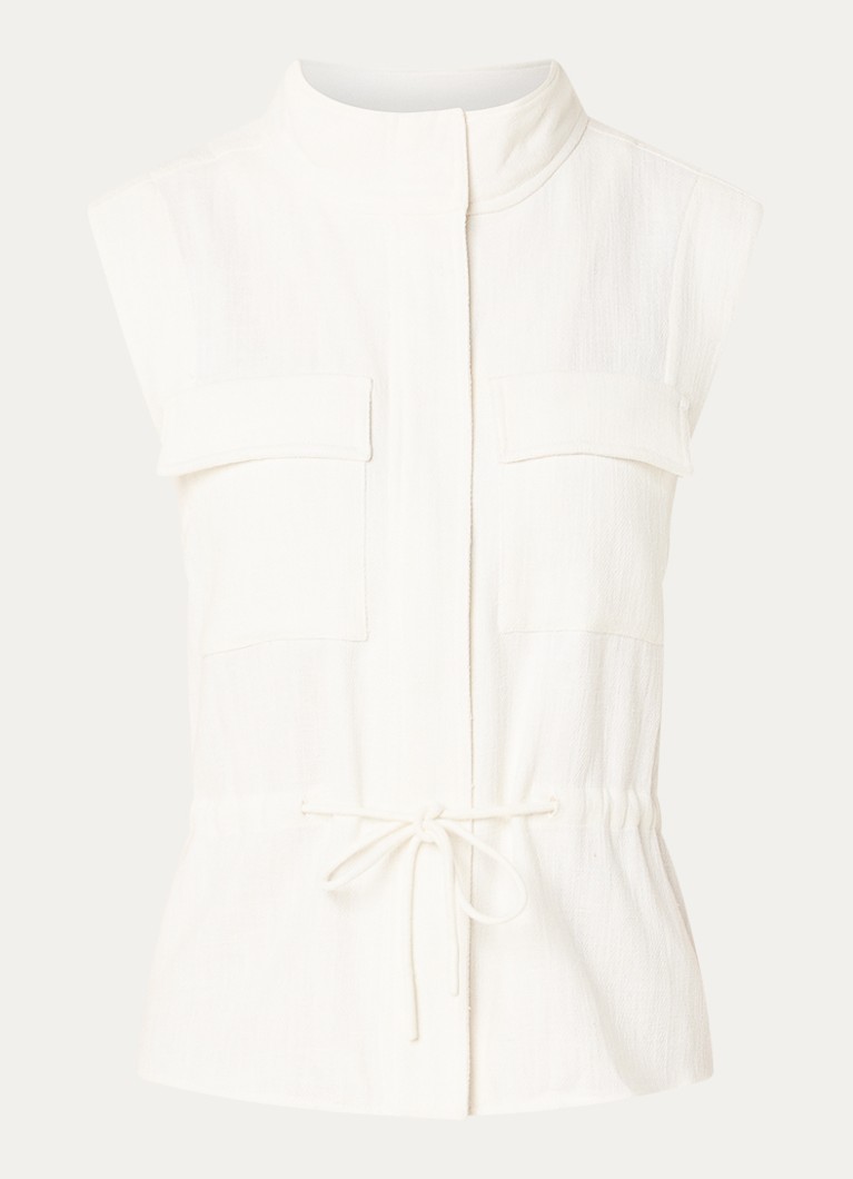 Mos Mosh Dames MMLelo gilet met borstzakken en strikceintuur in de kleur Gebroken wit