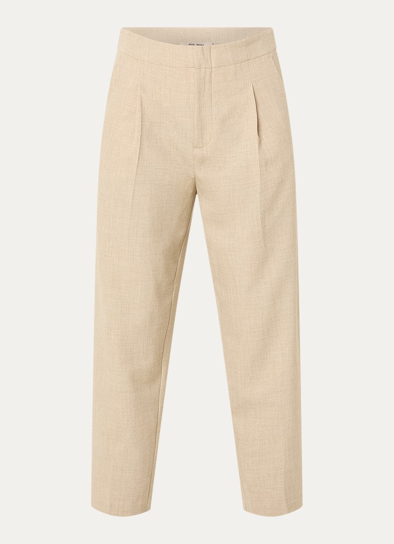 Mos Mosh Dames MMLeysa high waist tapered fit cropped pantalon met steekzakken in de kleur Beige