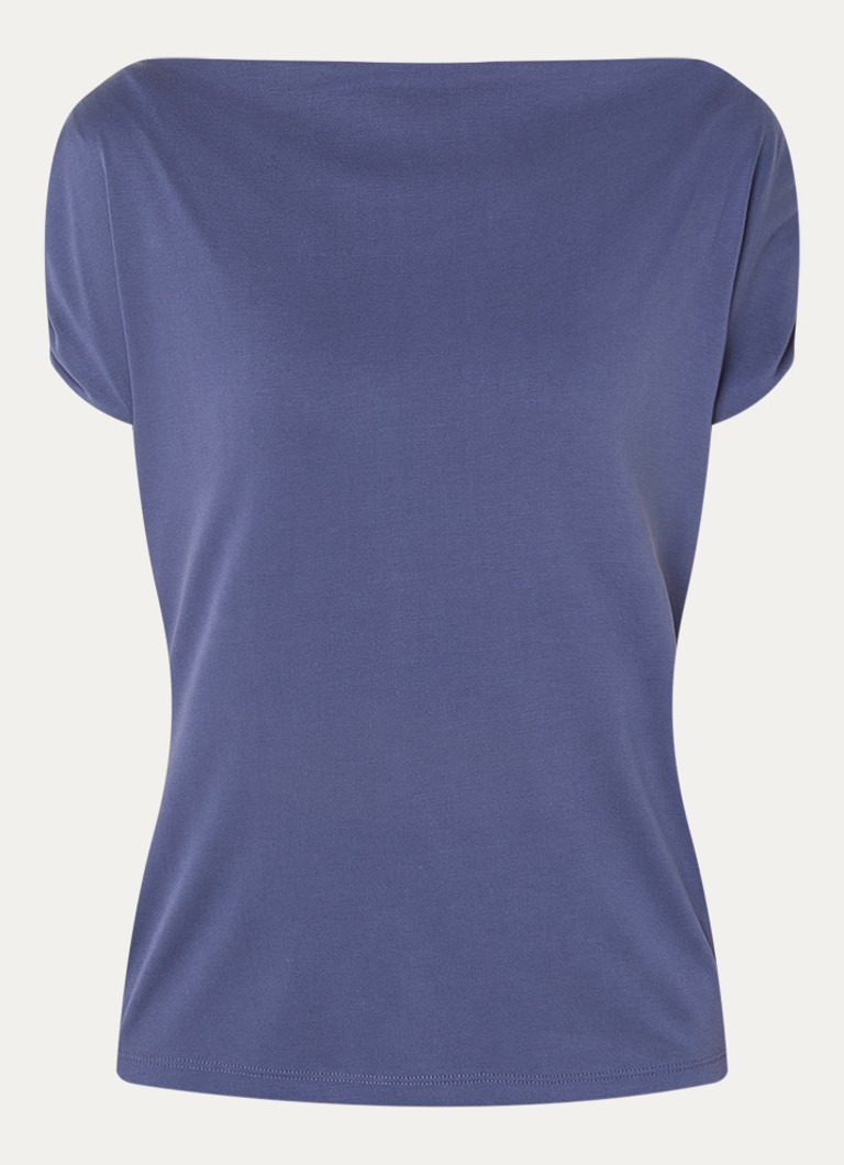 Mos Mosh Dames MMShima top met boothals in de kleur Staalblauw