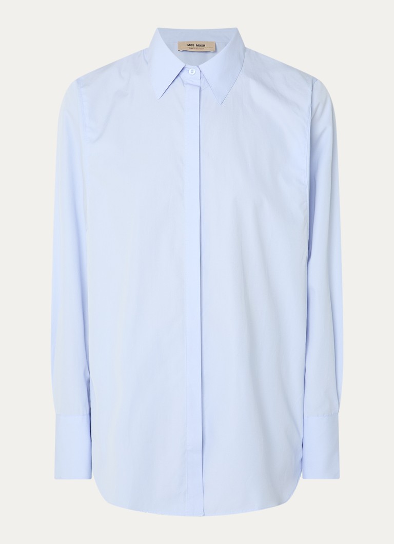 Mos Mosh Dames MMEnola blouse van katoen in de kleur Lichtblauw