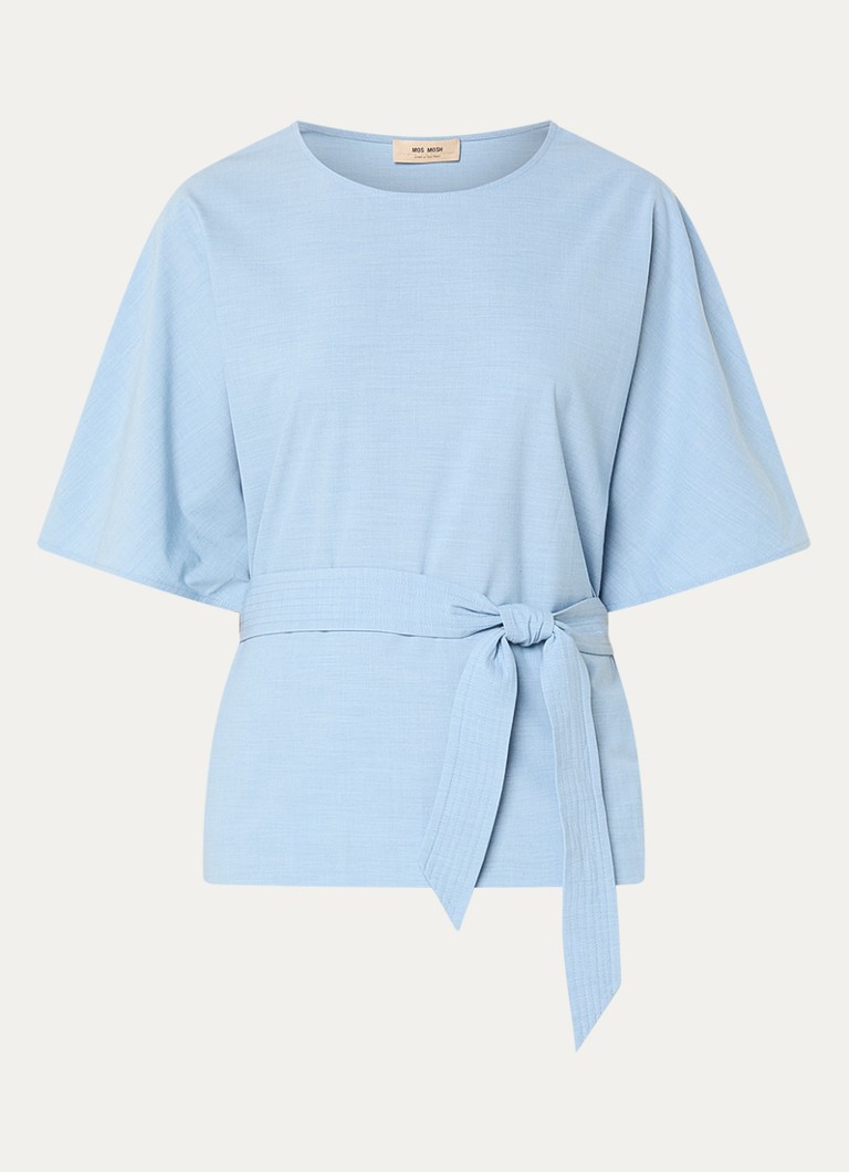 Mos Mosh Dames MMRikas top met strikceintuur in de kleur Lichtblauw