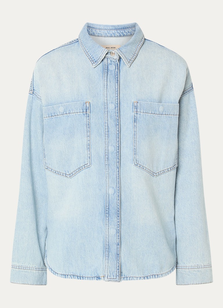 Mos Mosh Dames MMEmm blouse van denim met studs in de kleur Lichtblauw