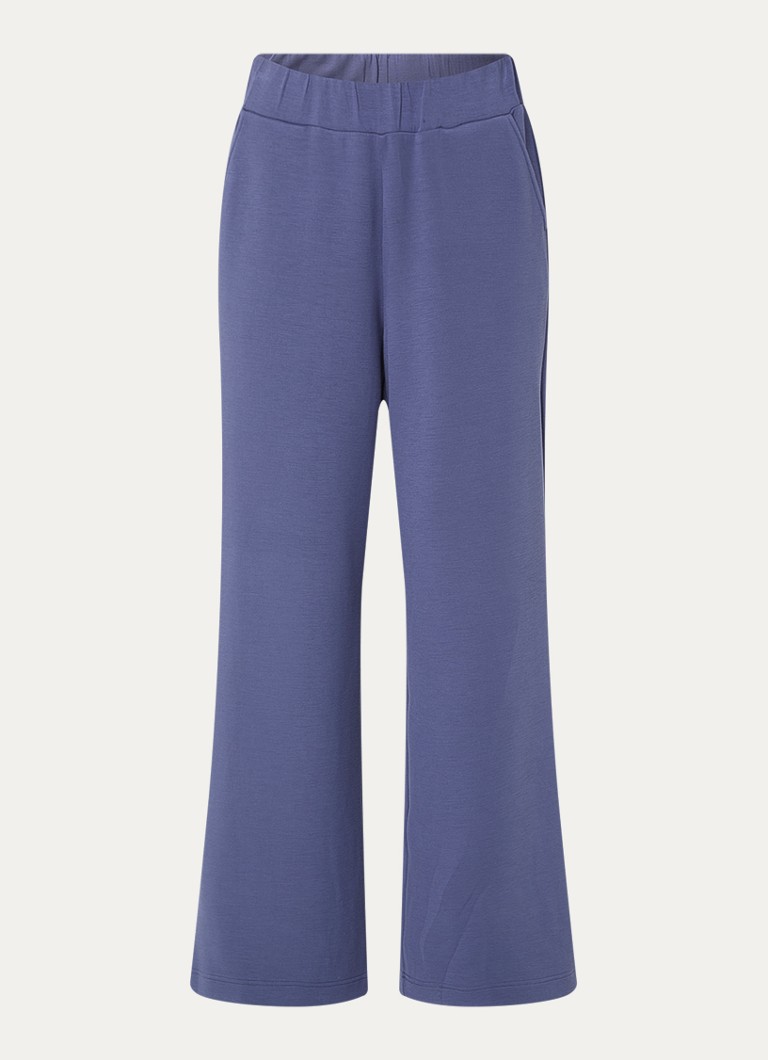 Mos Mosh Dames MMNima high waist wide fit joggingbroek met steekzakken in de kleur Staalblauw