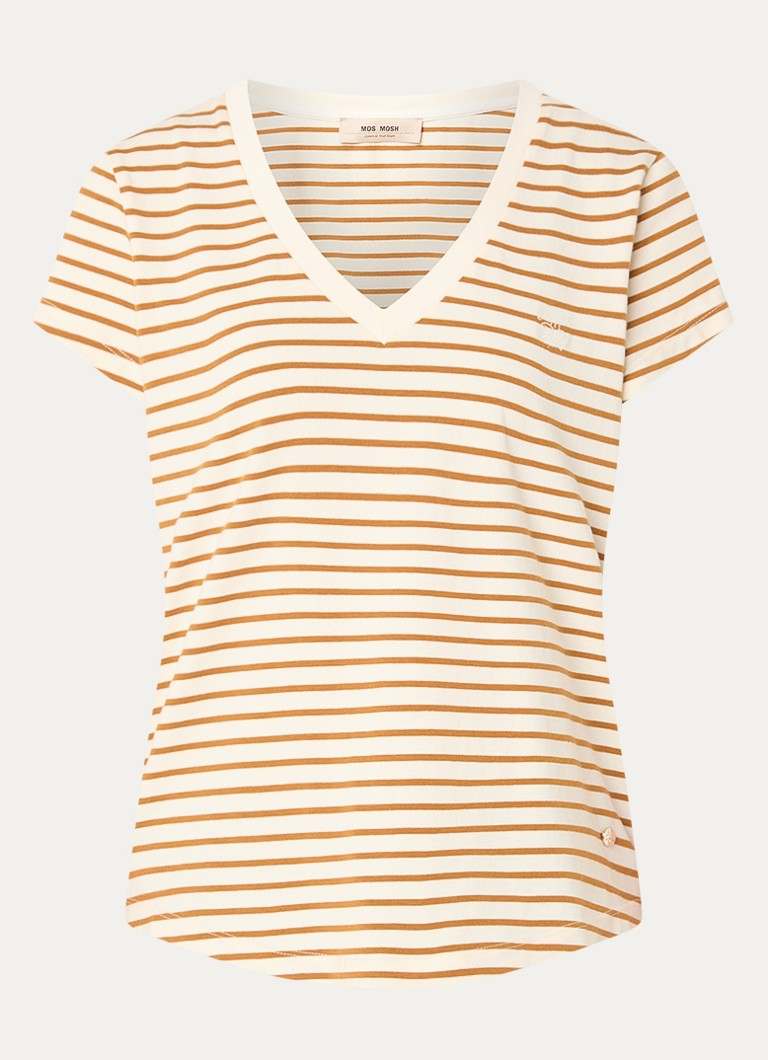 Mos Mosh Dames MMKala T-shirt met streepprint in de kleur Lichtbruin