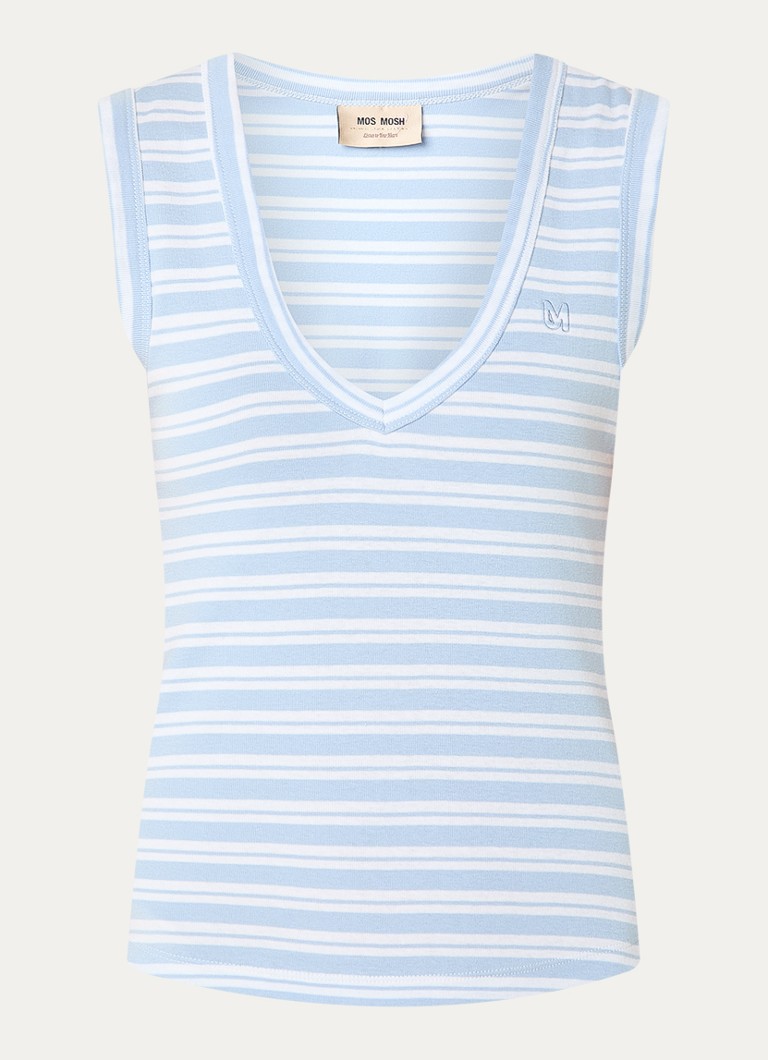 Mos Mosh Dames MMElle tanktop met streepprint in de kleur Lichtblauw