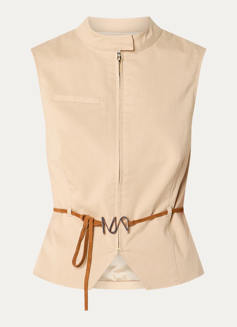 Mos Mosh Dames MMMai Tenca gilet met strikceintuur in de kleur Beige