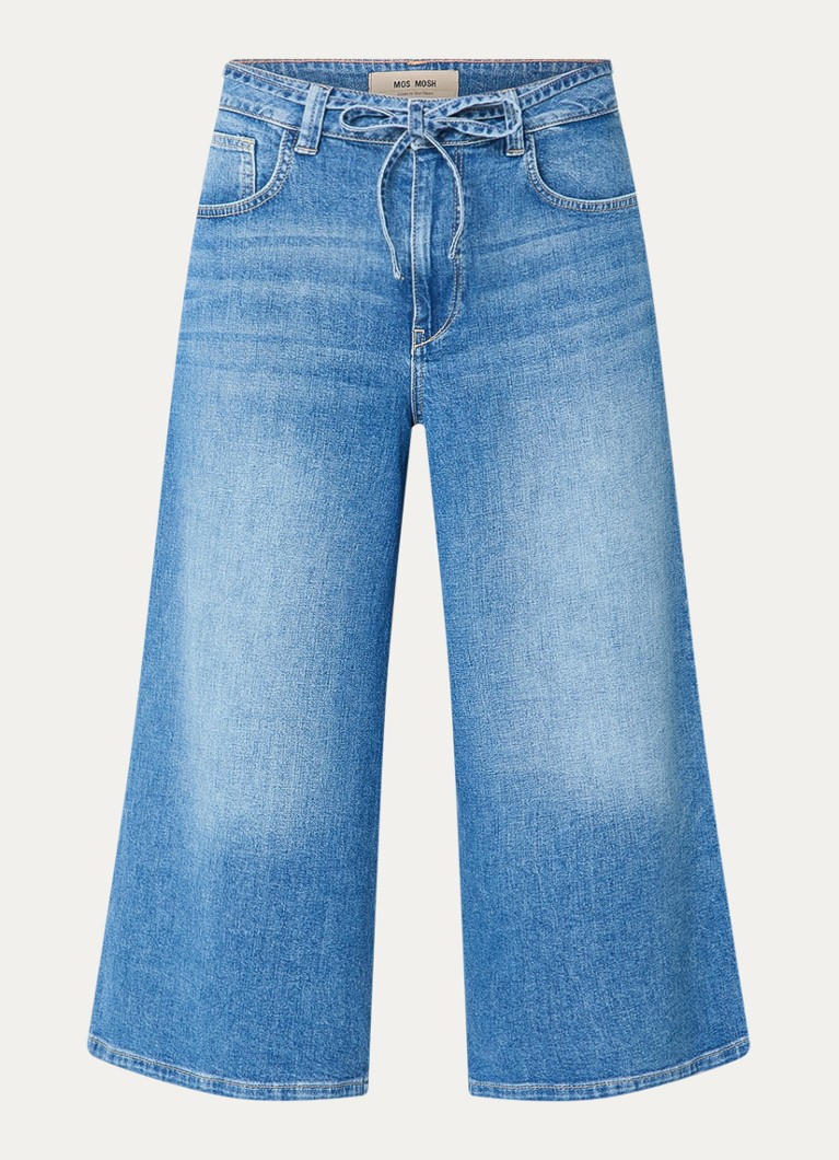 Mos Mosh Dames MMCulotte Zack high waist wide fit culotte met steekzakken in de kleur Blauw