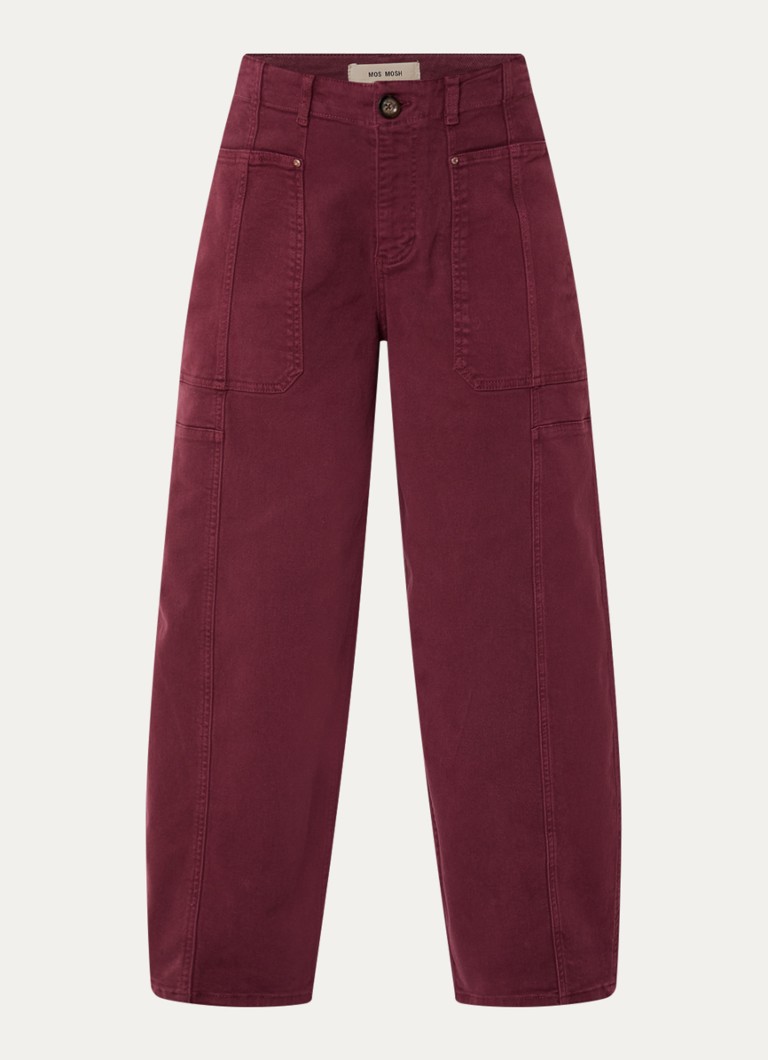 Mos Mosh Dames MMRosy Via high waist cropped balloon fit jeans met gekleurde wassing in de kleur Bordeauxrood