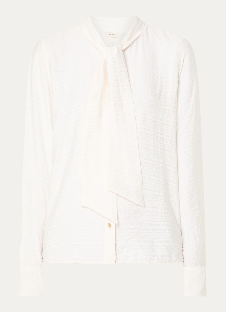 Mos Mosh Dames MMSaba blouse met sjaalkraag in de kleur Gebroken wit