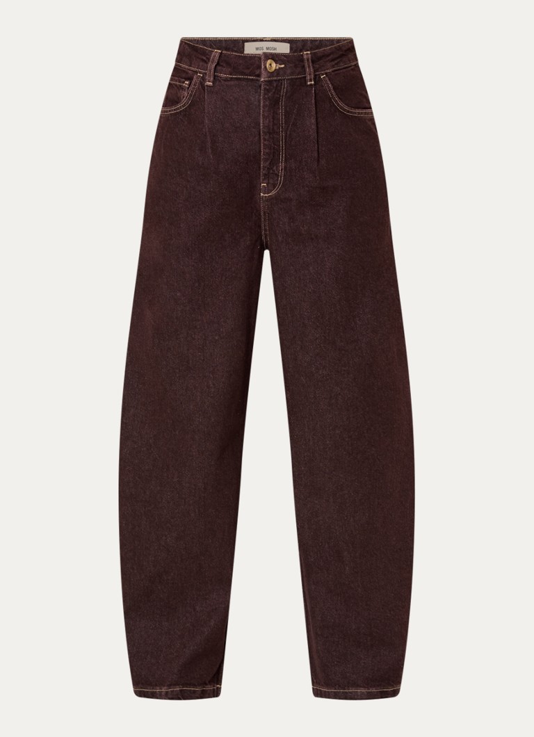 Mos Mosh Dames MMScottie Marble high waist wide leg jeans met gekleurde wassing in de kleur Bordeauxrood