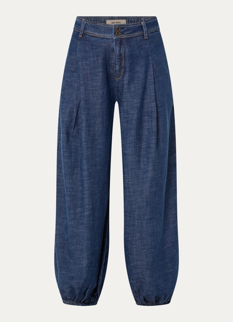 Mos Mosh Dames MMMarah Pagato high waist tapered jeans met donkere wassing in de kleur Indigo