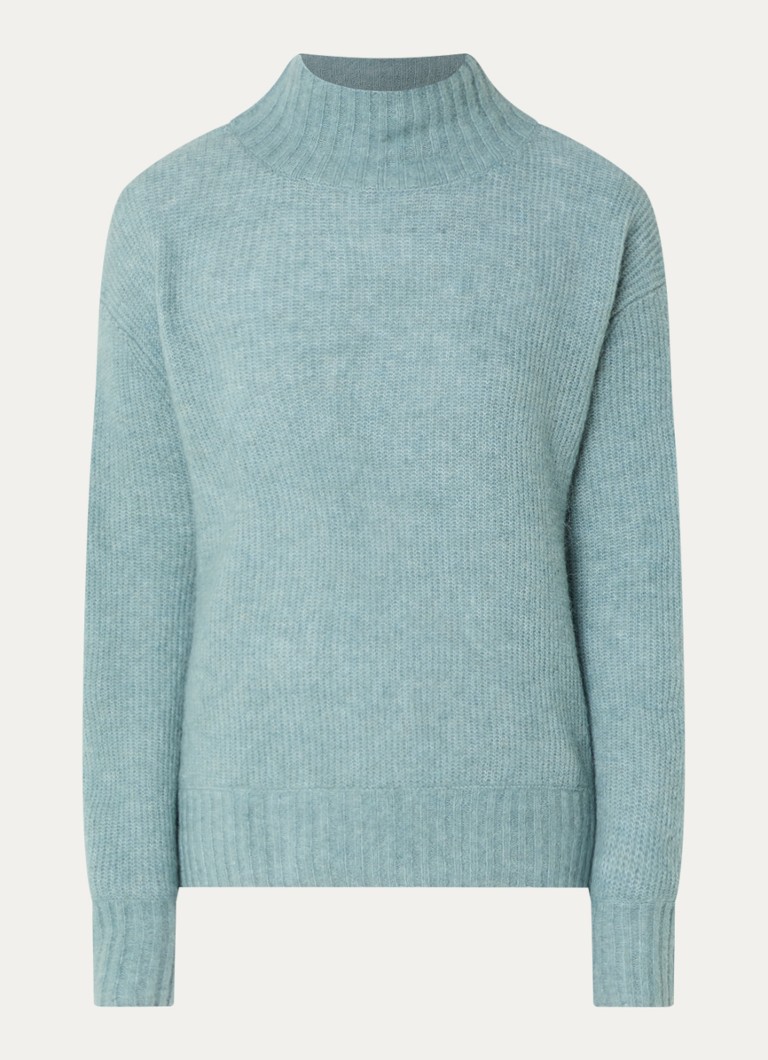 Mos Mosh Dames MMErim Thora grofgebreide trui met opstaande kraag in de kleur Turquoise