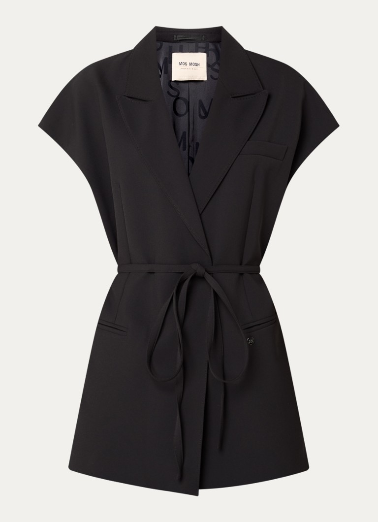 Mos Mosh Dames MMLucine Miley gilet met strikceintuur in de kleur Zwart