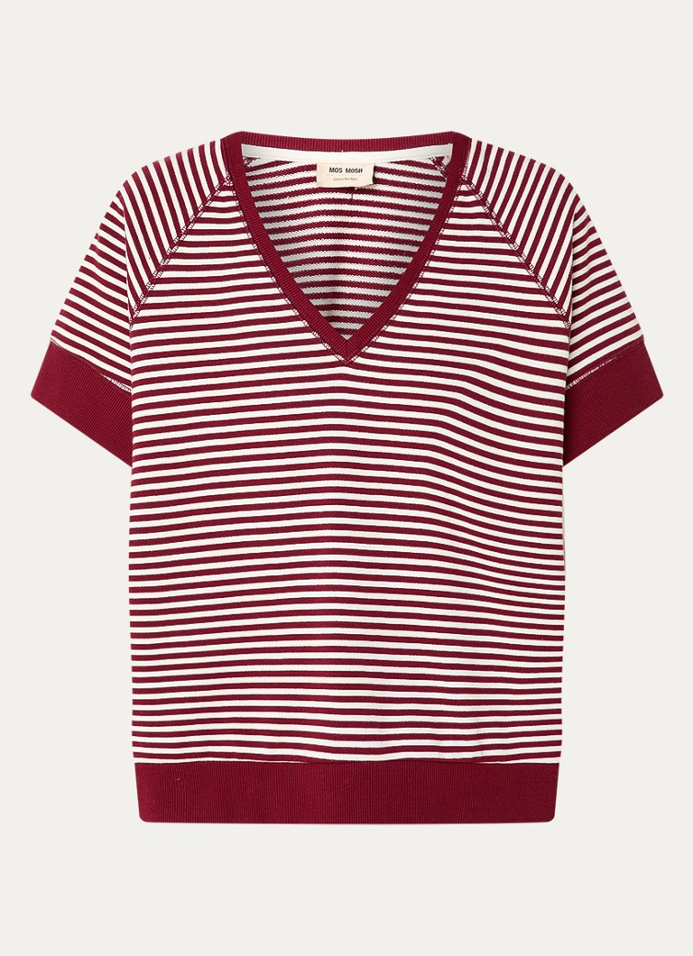 Mos Mosh Dames MMHolt fijngebreide top met streepprint in de kleur Rood