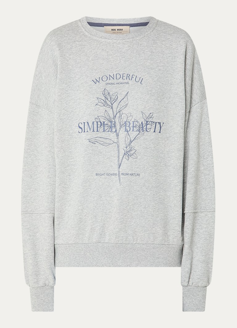 Mos Mosh Dames MMRafia sweater met logoprint in de kleur Lichtgrijs