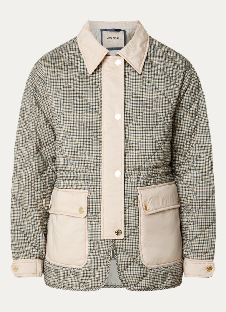 Mos Mosh Dames MMAnna gewatteerd jack met ruitdessin in de kleur Creme