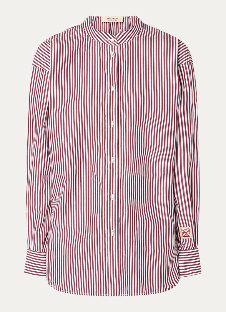 Mos Mosh Dames MMKaris blouse met streepprint in de kleur Donkerrood