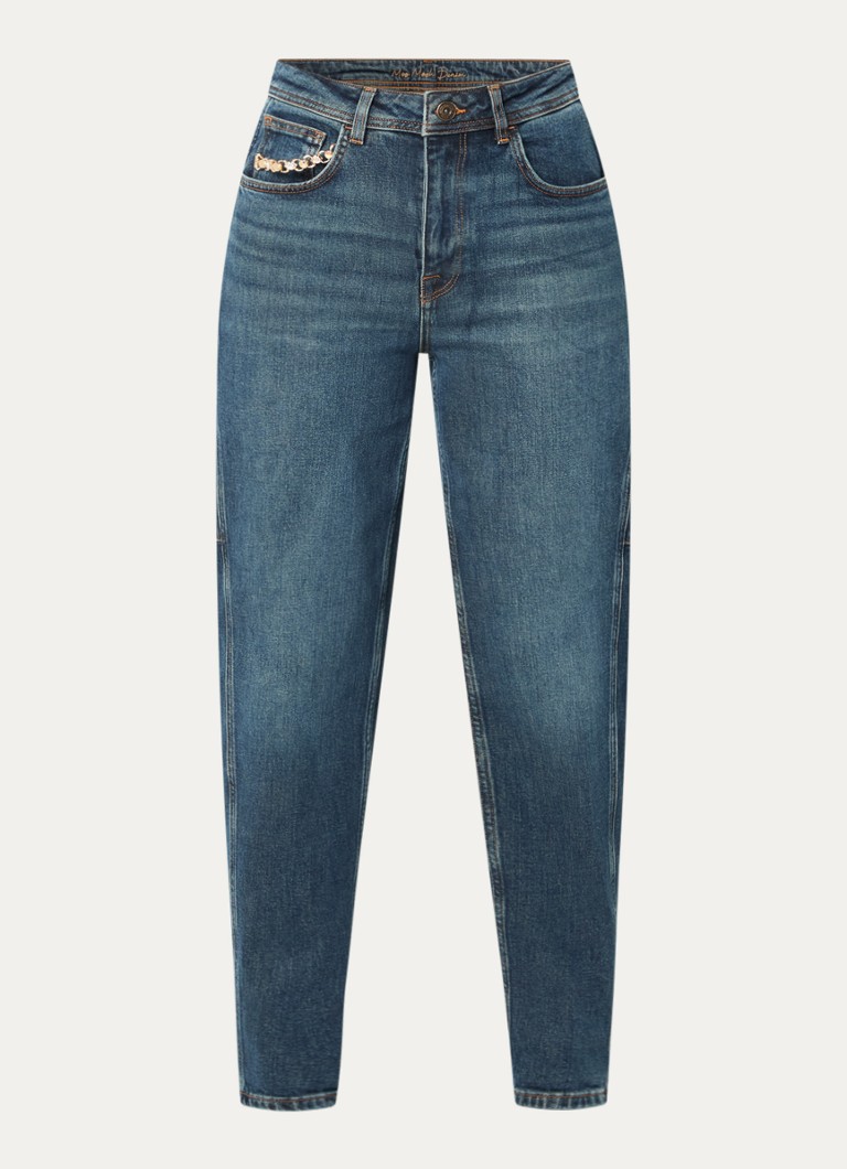 Mos Mosh Dames MMAymen Galleon high waist tapered fit jeans met medium wassing in de kleur Indigo