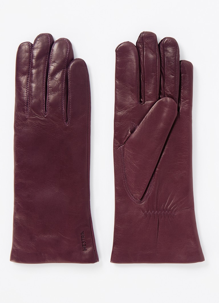 Hestra Dames Elisabeth handschoenen van schapenleer in de kleur Aubergine, maat: 7,5
