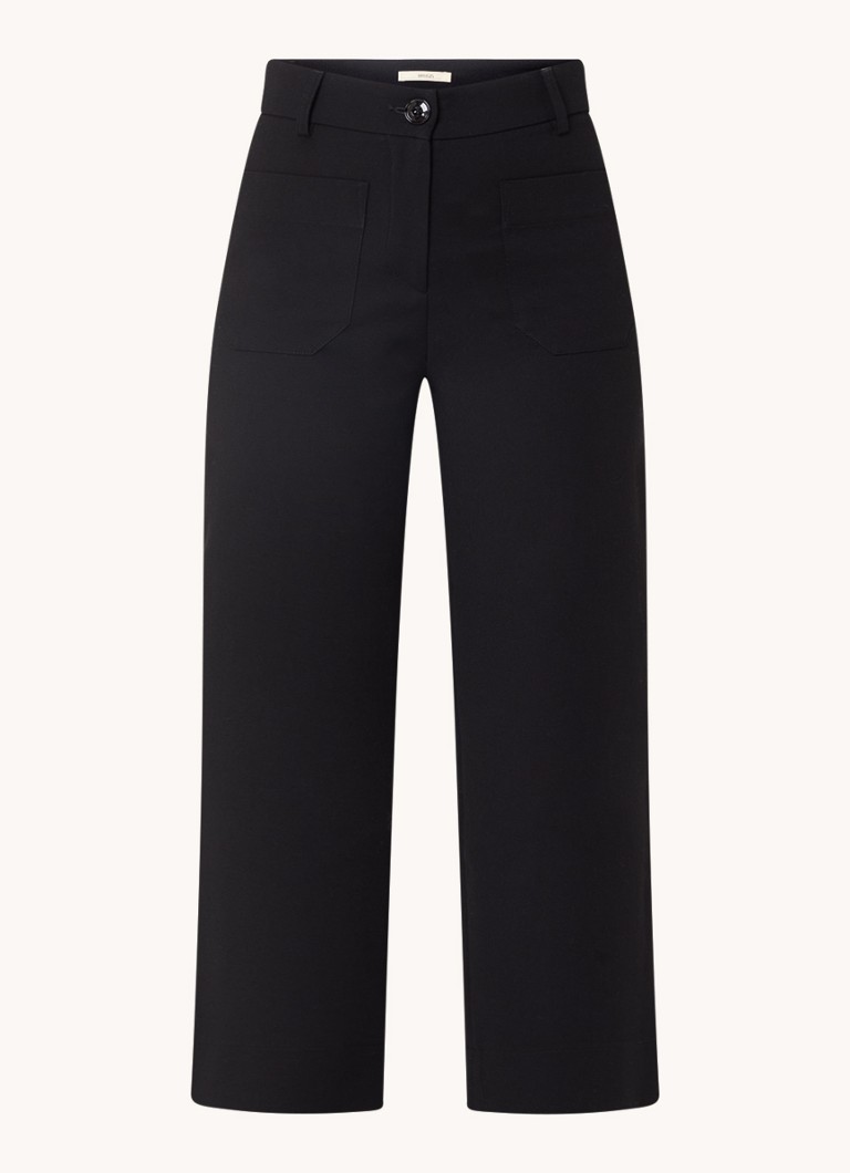 Sessùn Dames Hudkin high waist straight fit cropped pantalon met stretch in de kleur Zwart