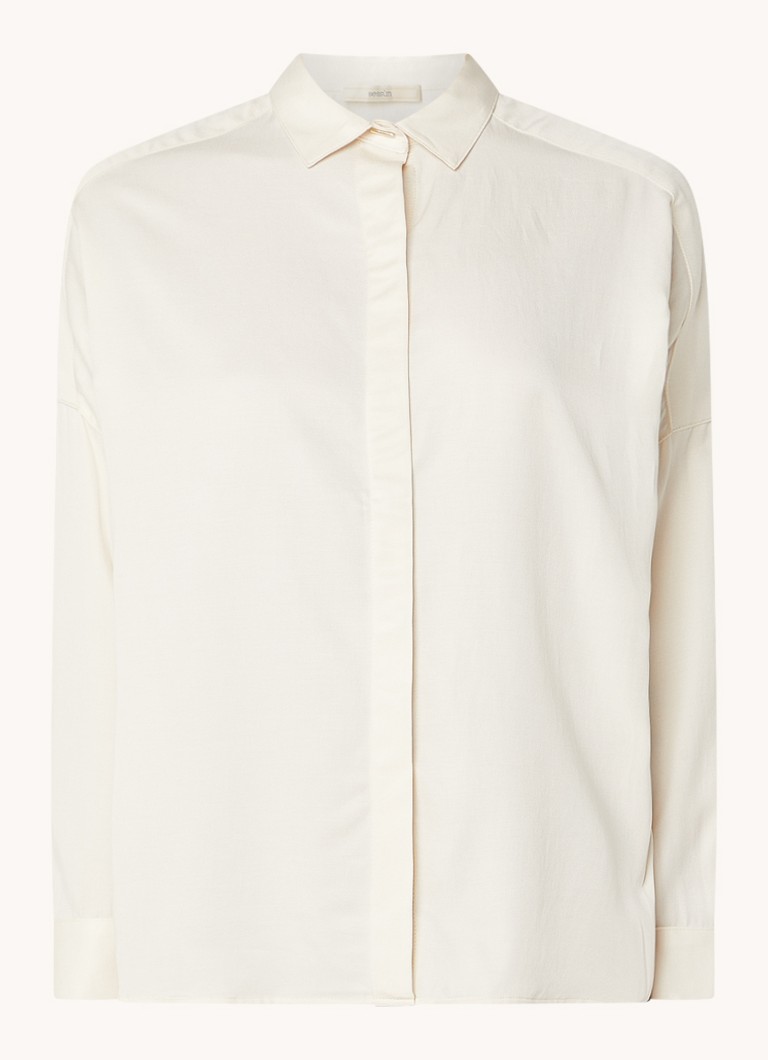 Sessùn Dames Lady D blouse met blinde knoopsluiting in de kleur Creme
