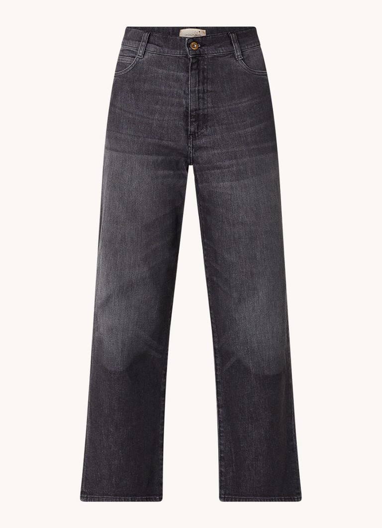 Sessùn Dames Bay Cruise high waist cropped straight leg jeans met gekleurde wassing in de kleur Donkergrijs