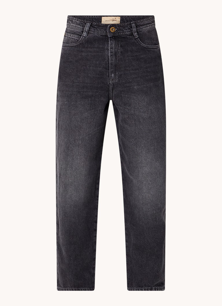 Sessùn Dames Peter high waist cropped straight leg jeans met gekleurde wassing in de kleur Zwart