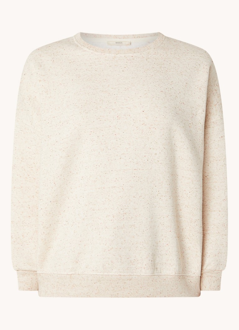 Sessùn Dames Chebbi oversized sweater in linnenblend met gemêleerd dessin in de kleur Creme