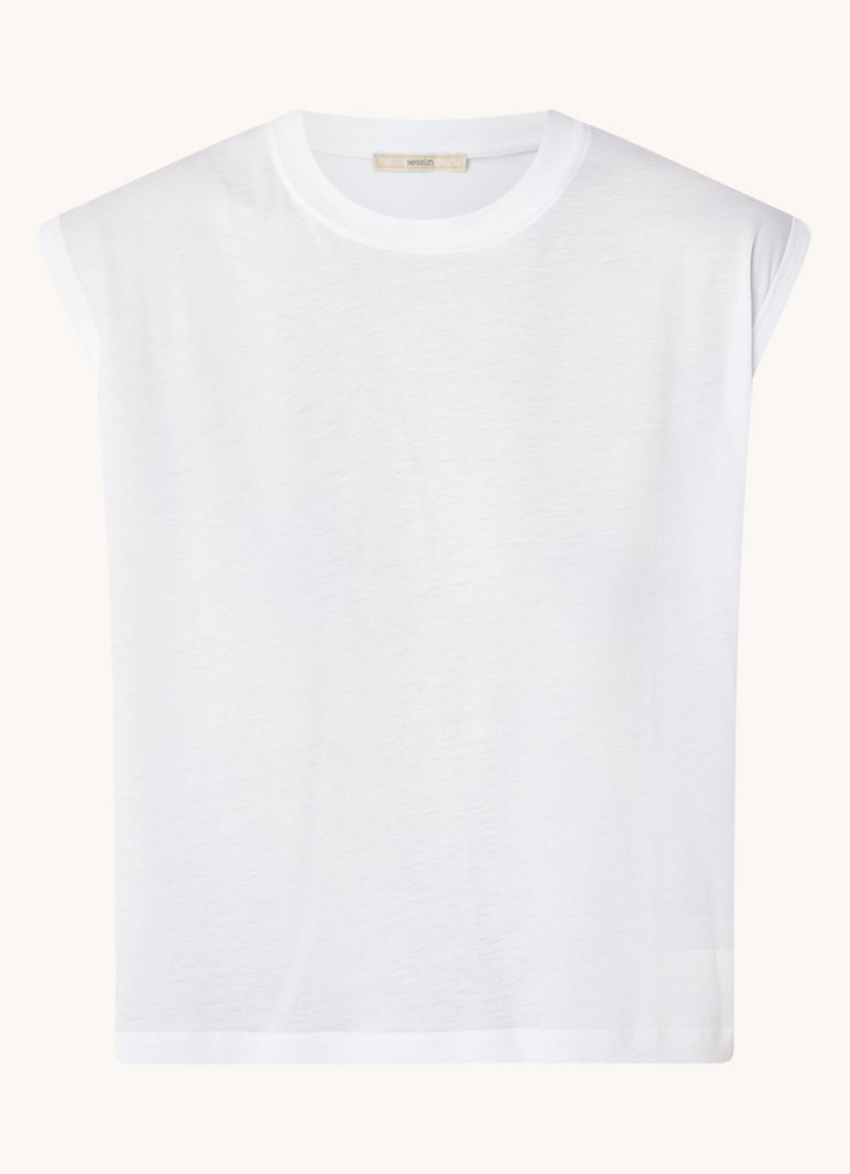 Sessùn Dames Deedo mouwloze top met stretch in de kleur Wit