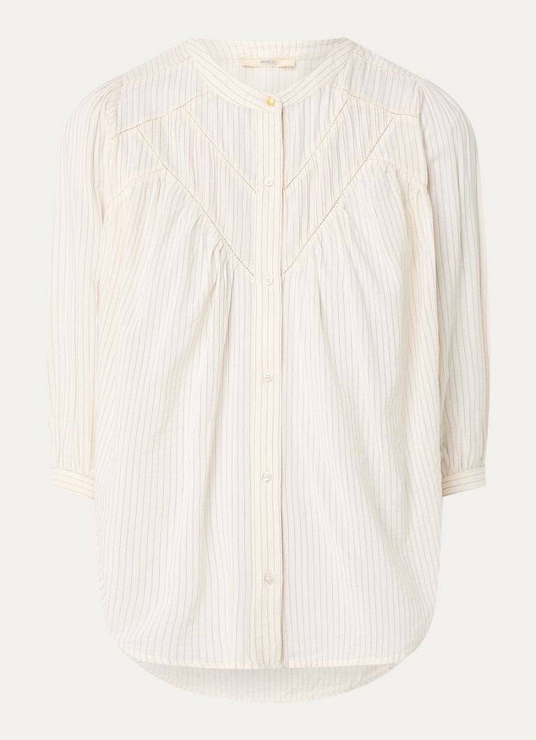 Sessùn Dames Savi blouse met streepprint en pofmouw in de kleur Creme