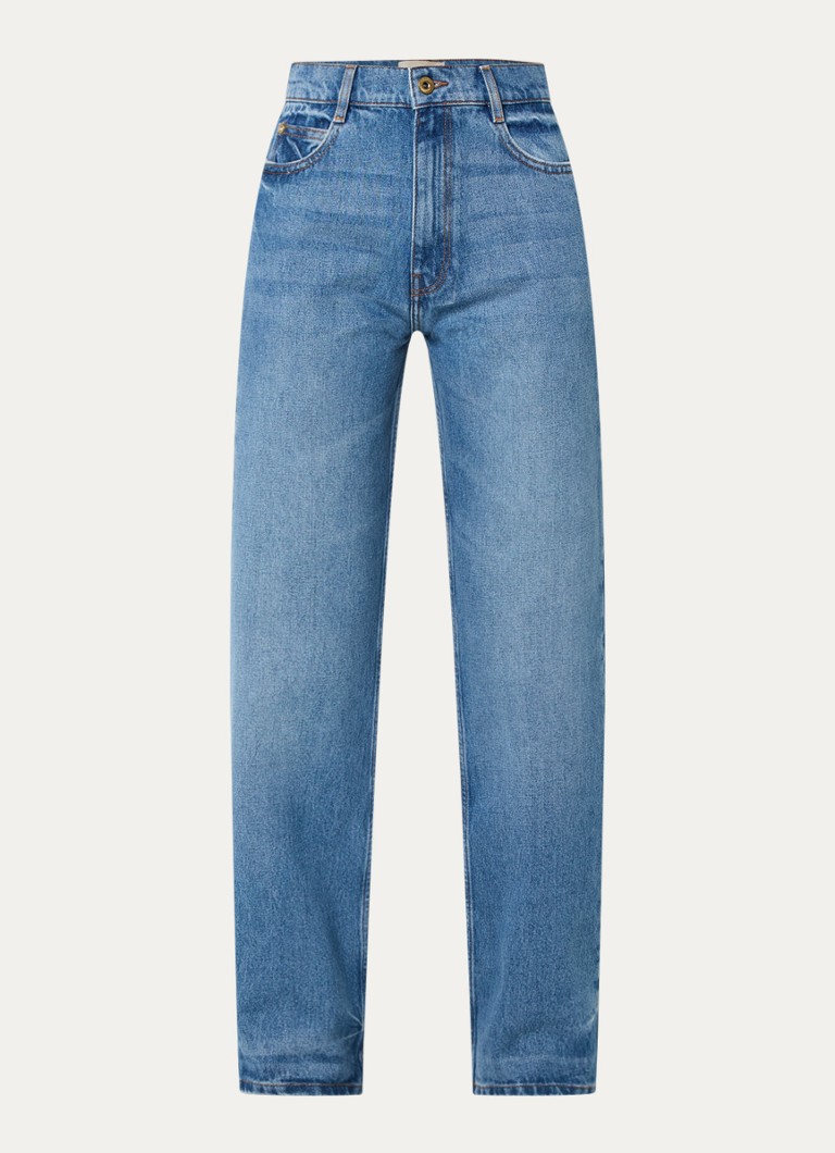 Sessùn Dames High waist straight leg jeans met medium wassing in de kleur Indigo