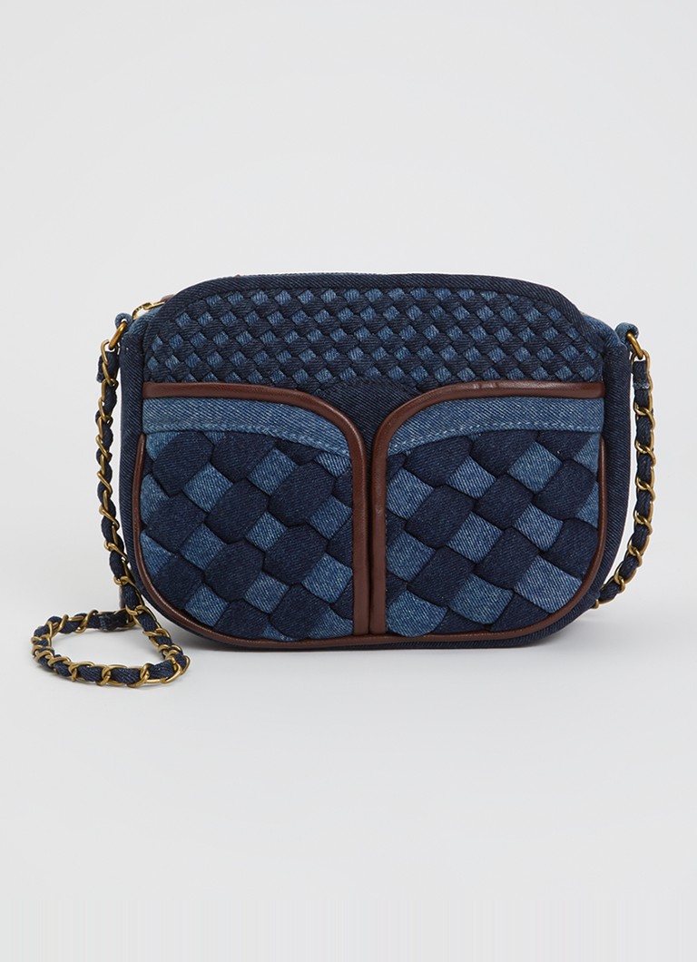 Sessùn Dames Divine Braided crossbodytas met details van lamsleer in de kleur Indigo
