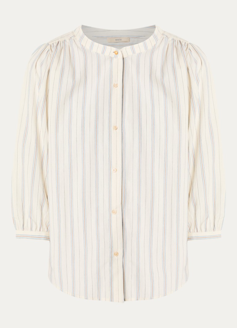 Sessùn Dames View blouse met streepprint in de kleur Vanillegeel