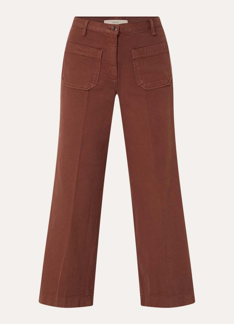Sessùn Dames Aldricks high waist wide fit culotte met opgestikte zakken in de kleur Kastanjebruin