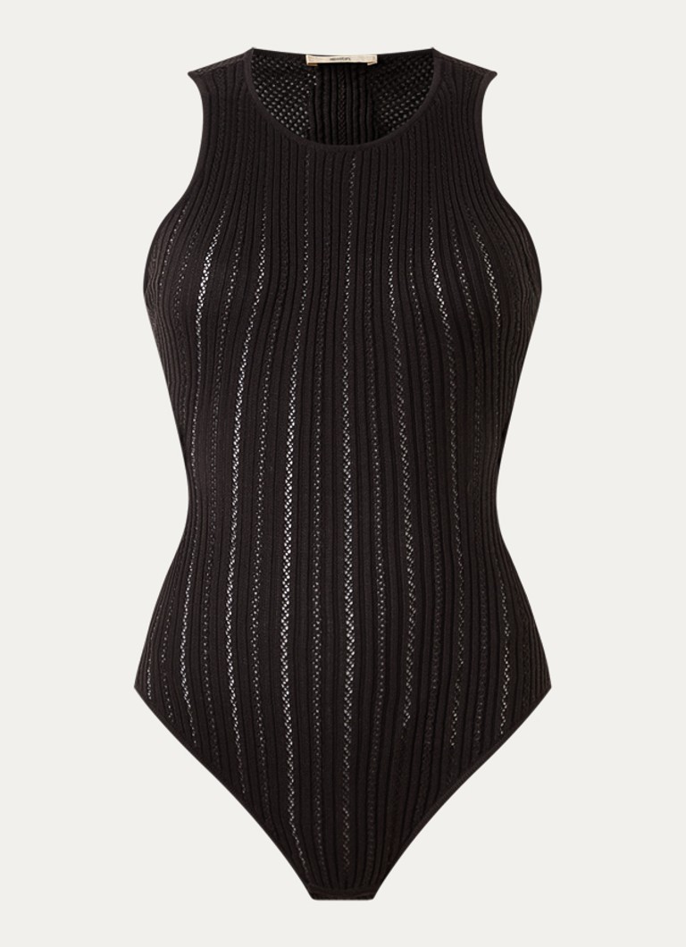 Sessùn Dames Andrade fijngebreide body met rugdecolleté in de kleur Donkerbruin