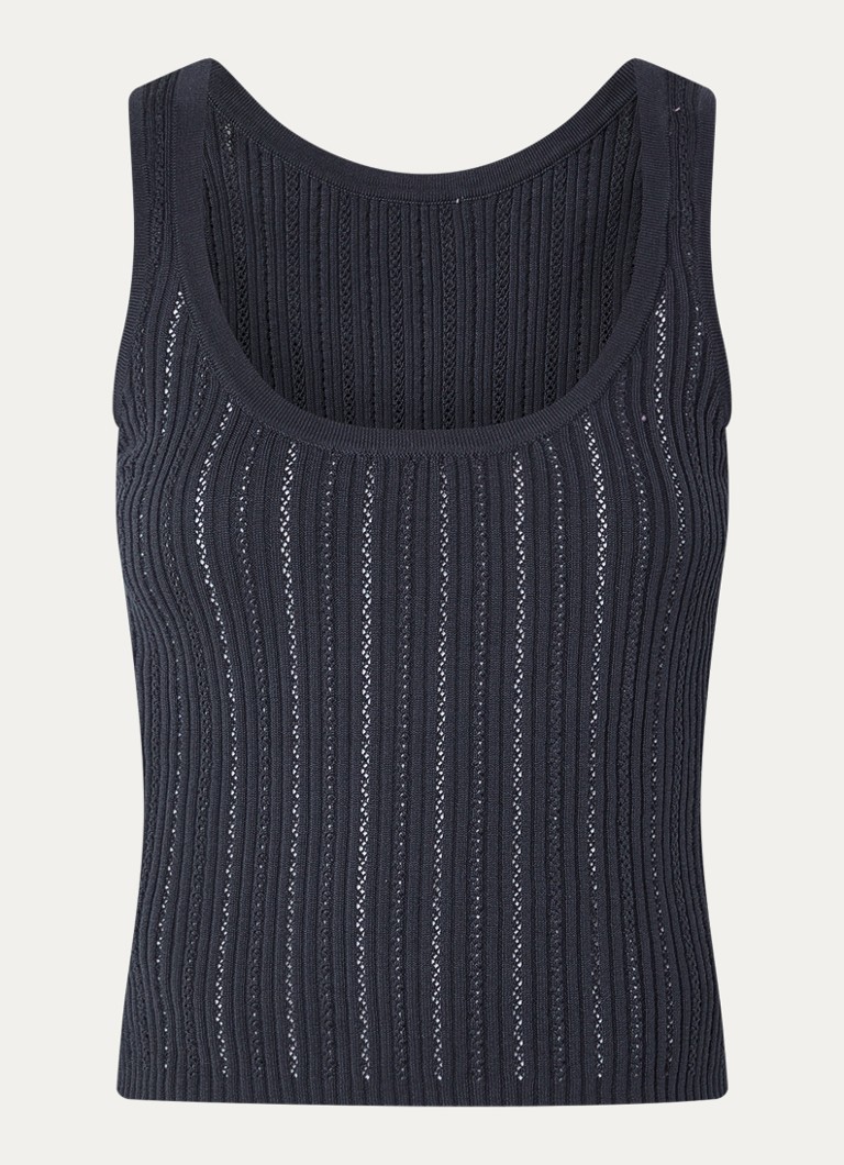 Sessùn Dames Ayrson tanktop met opengewerkt dessin in de kleur Indigo
