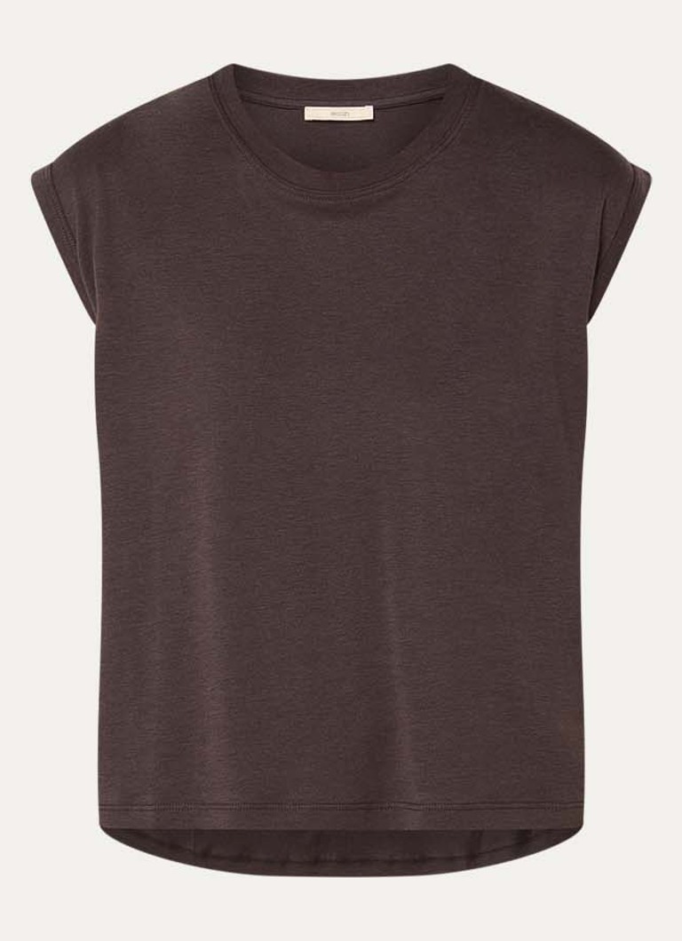 Sessùn Dames Deedoo T-shirt met ronde hals in de kleur Donkerbruin